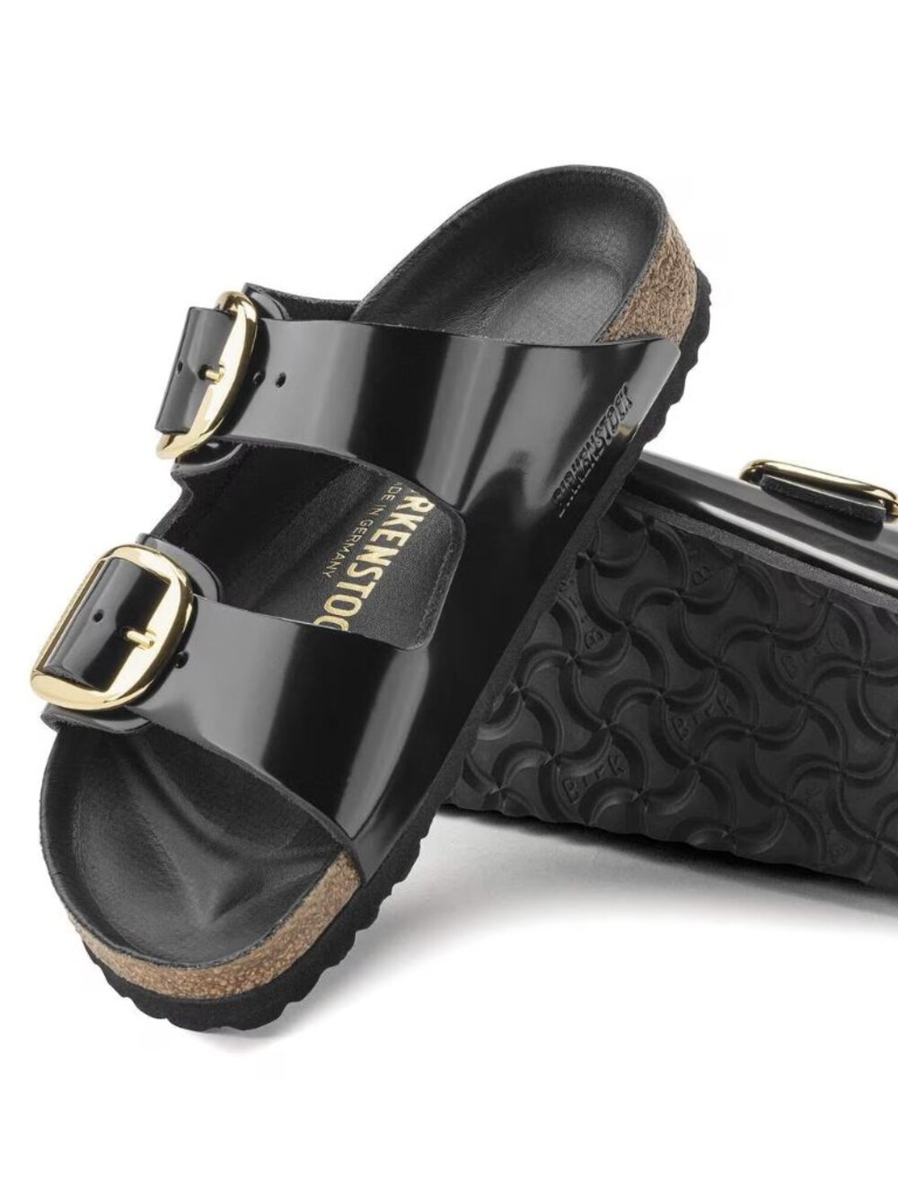Birkenstock High Shine Black Arizona Big Buckle (Gold Buckle)